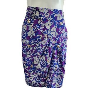 Fei for Anthropologie 100%‎ silk skirt sequin detail pink, blue, & white size